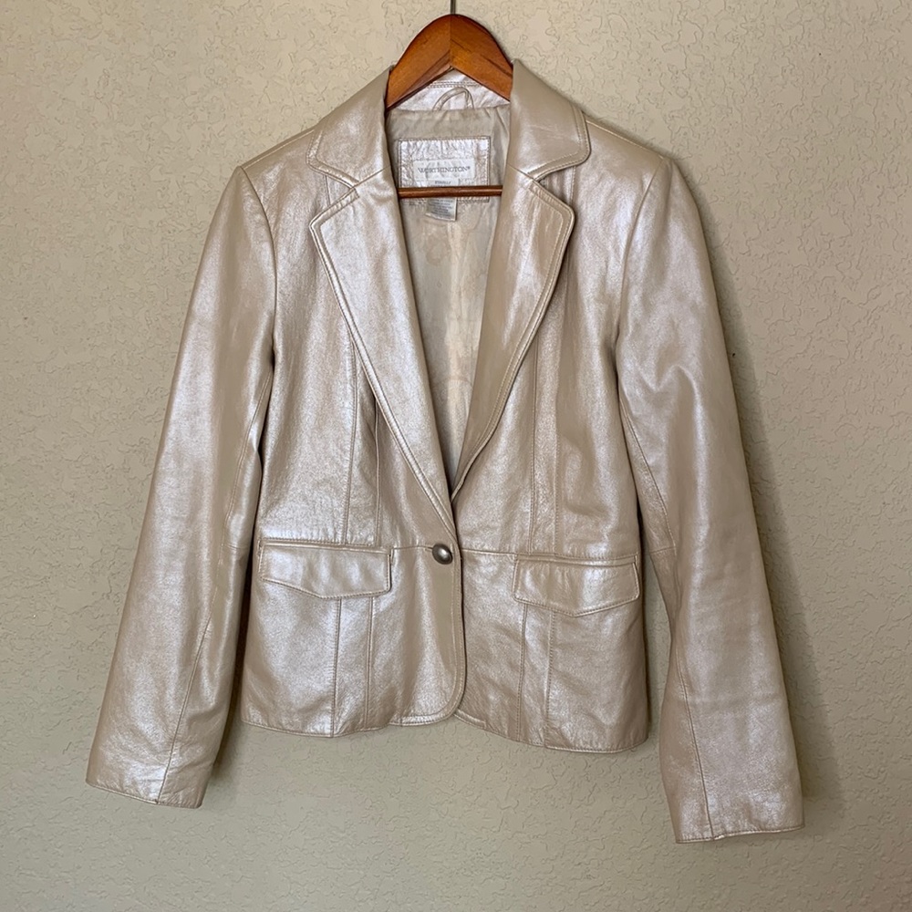 Worthington Metallic Leather Blazer XS